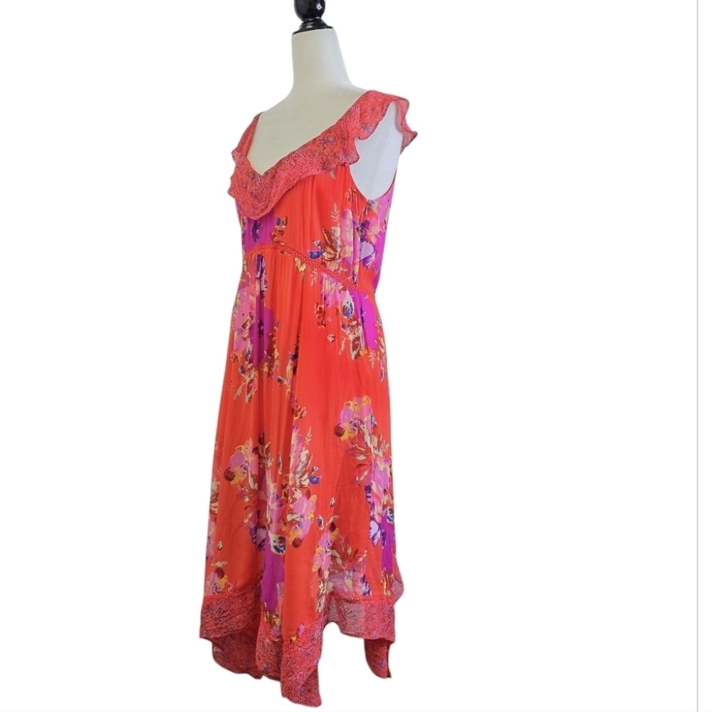 Anthropologie Maeve floral flowy chiffon ruffle midi dress
